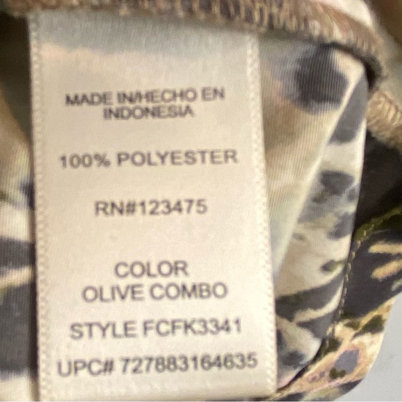 Blouse Top Abstract Size XS French Connection Olive Green & Tan - Picture 8 of 9